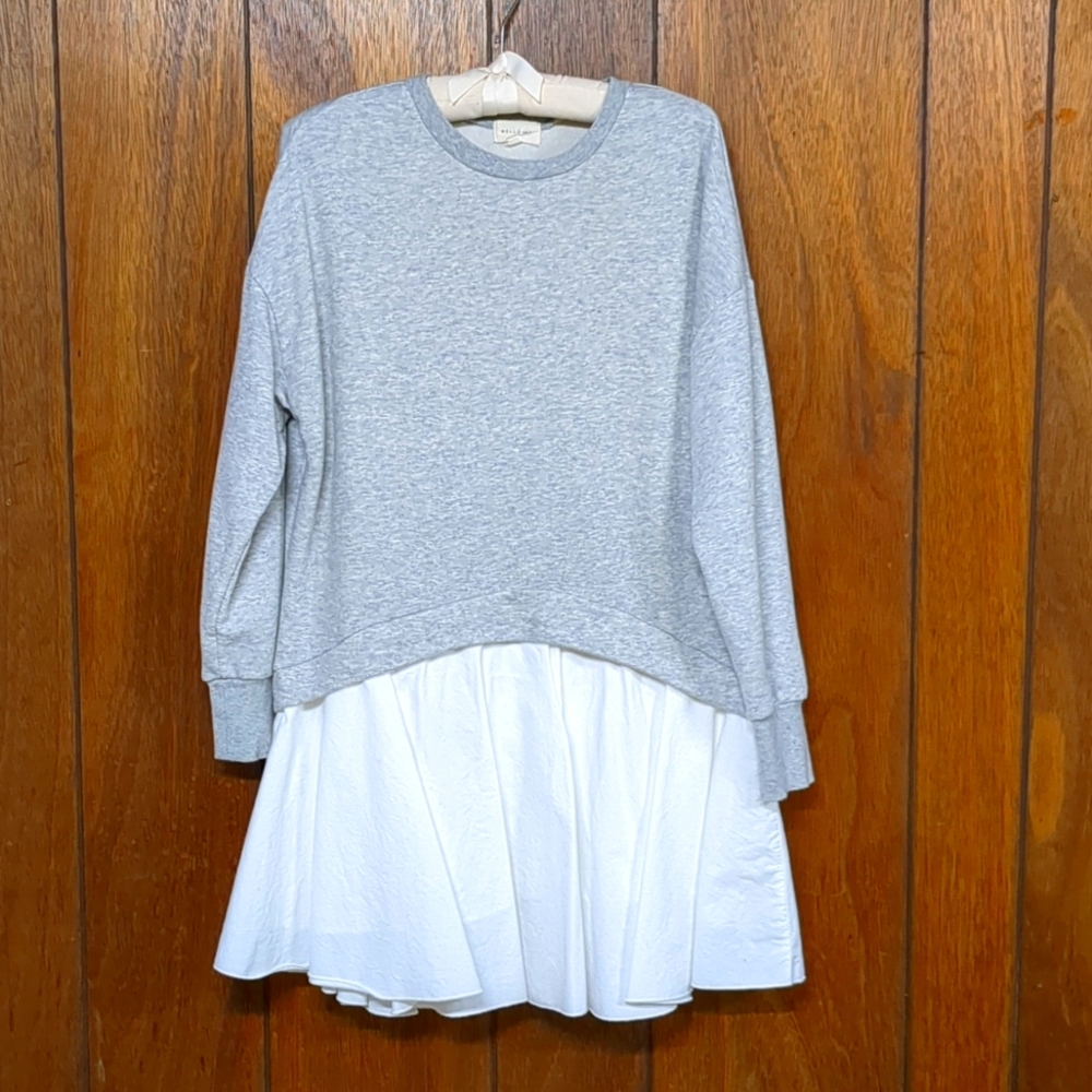 Sweatshirt dress with white skirt